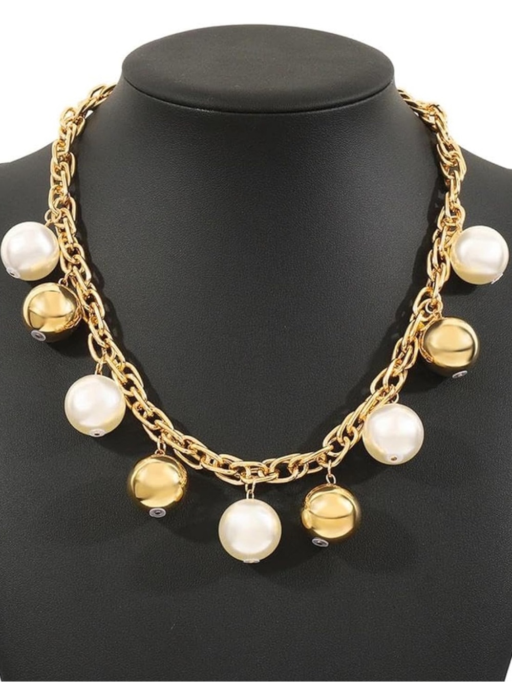 Anthropologie Gold and Pearl Drop Chain Necklace